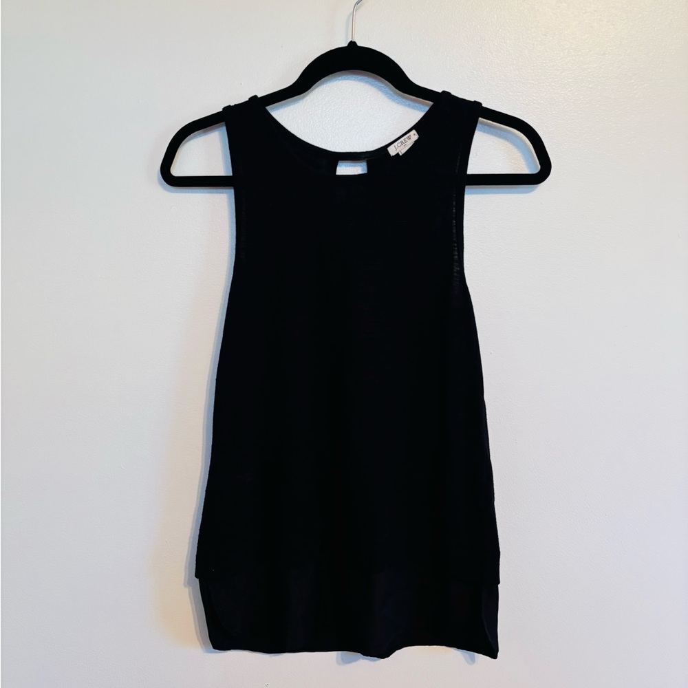 J Crew black long tank top with keyhole cutout size xs